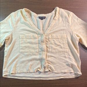 Topshop Light Creamy Yellow Cropped Shirt